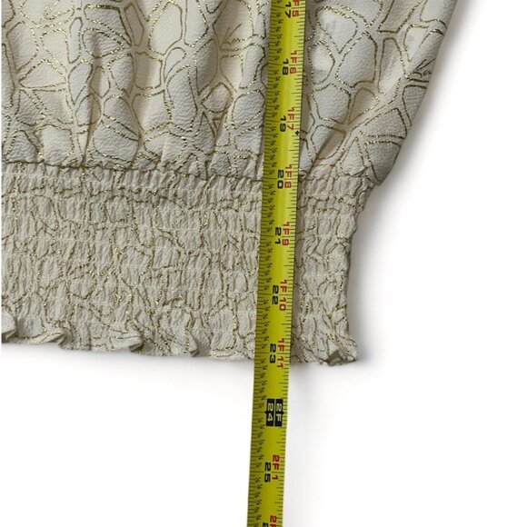 Michael Kors Womens Metallic Print Top With Ruched Hem & Button Detail, New - Picture 10 of 14